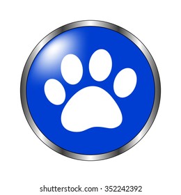 paw - vector icon on the blue button