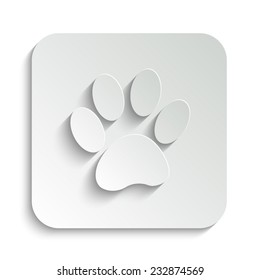 paw  - vector icon with shadow on a grey button