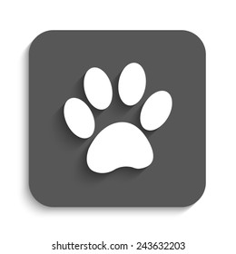 paw  - vector icon with shadow on a grey button