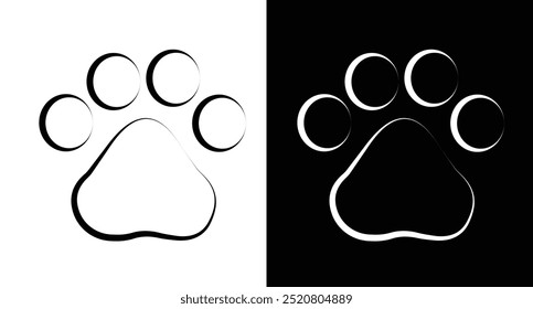 Paw vector, icon, silhouette. Dog, puppy, cat foot print silhouette vector. Dog, cat, bear paw symbol flat icon. Vector illustration.