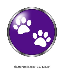 paw - vector icon; violet button
