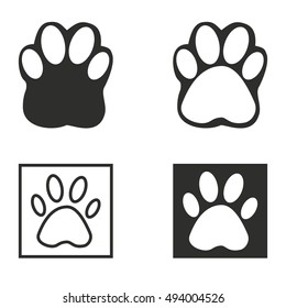 Paw vector icons set. Black illustration isolated on white background for graphic and web design.