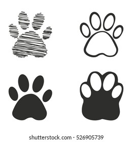Paw vector icons set. Illustration isolated for graphic and web design.