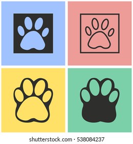 Paw vector icons set. Illustration isolated for graphic and web design.