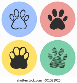 Paw vector icons set. Illustration isolated for graphic and web design.