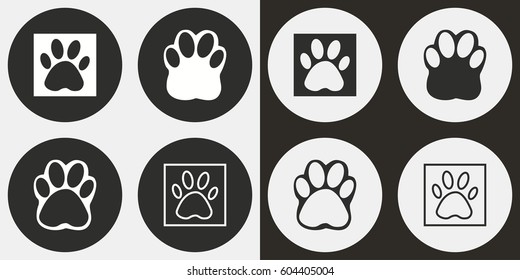 Paw vector icons set. Illustration isolated for graphic and web design.