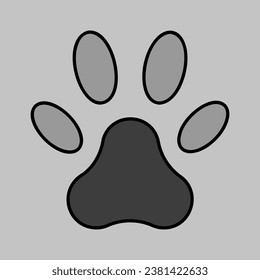 Paw vector isolated grayscale icon. Pet animal sign. Graph symbol for pet and veterinary web site and apps design, logo, app, UI