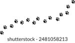Paw vector trail, pet foot print silhouette track, isolated clip art element design