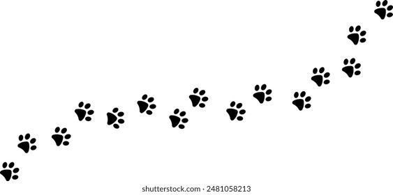 Paw vector trail, pet foot print silhouette track, isolated clip art element design