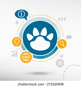 Paw, web icon. Creative design elements. Flat design concept