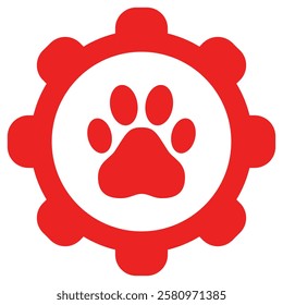 Paw and wheel on white