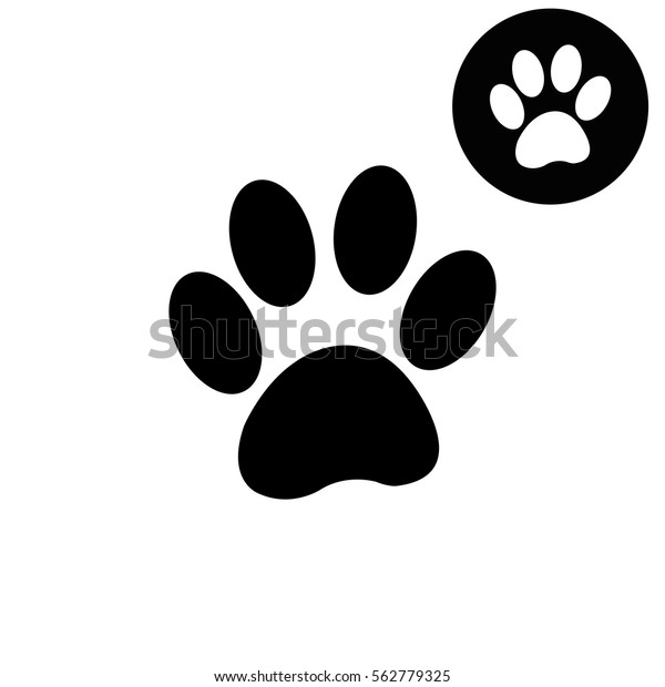 Paw White Vector Icon Stock Vector (Royalty Free) 562779325