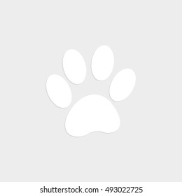 paw - white vector  icon with shadow