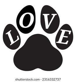 paw with the word love