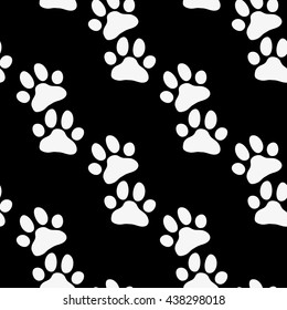 Paw zoo pattern. Black and white vector for zoo design.