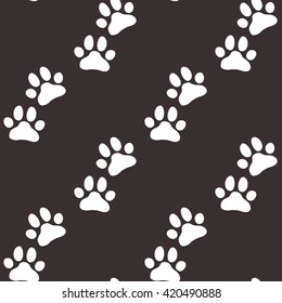 Paw zoo pattern. Brown and white illustration for zoo design.