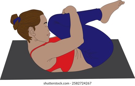 Pawanmuktasana wind relieving pose yoga vector