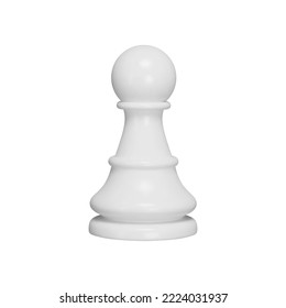 Pawn 3d object. Chess piece. White color. Isolated on transparent background