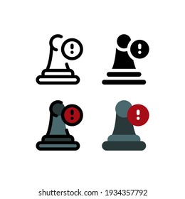 Pawn Attention in Chess Game and Strategy Outline Icon, Logo, and illustration Vector