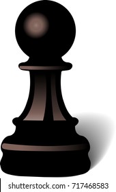 Pawn brown-black with shadow on white background