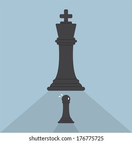 Pawn chess afraid of king chess, VECTOR, EPS10