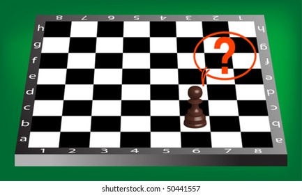 pawn and chess board, abstract vector art illustration