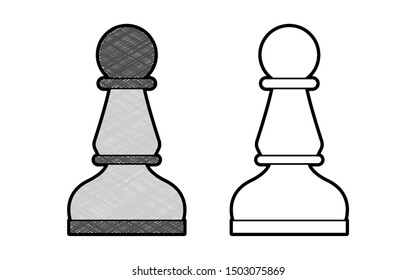 Pawn chess design vector with texture. black and white colors