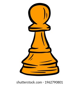 Pawn. Chess figure. The game. Chess tournament. Logic game. Cartoon style. Vector illustration for design and decoration.