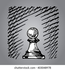 Pawn chess figure in vector hand drawn