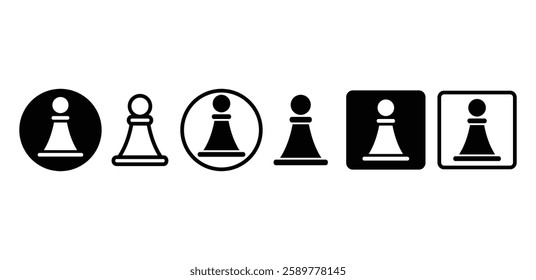 pawn chess game icon vector design black white color simple illustration set