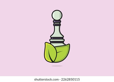 Pawn Chess with Green Leaves vector illustration. Sport board game object icon concept. Green leaf and chess icon logo.