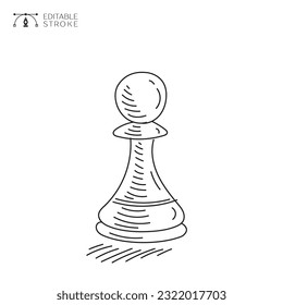 Pawn chess icon. Chess figure Line Art. Editable stroke
