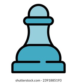 Pawn chess icon outline vector. Queen game. Piece king color flat