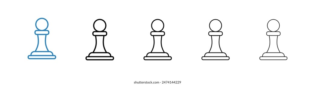 Pawn chess icon set. Chess piece vector symbol. Soldier chess symbol.