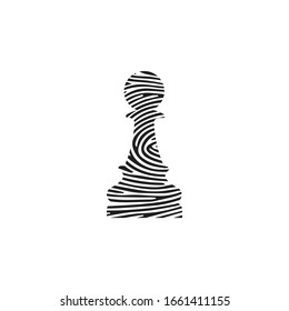 Pawn chess icon. Soldier chess icon. Pawn Chess Icon Fingerprint Concept. Fingerprint pattern illustration of pawn chess vector icon for web design