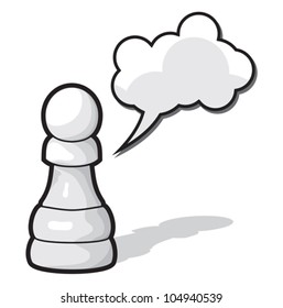 Pawn Chess illustration with cloud speech bubble