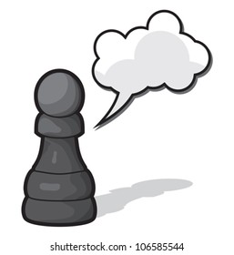 Pawn Chess illustration with cloud speech bubble