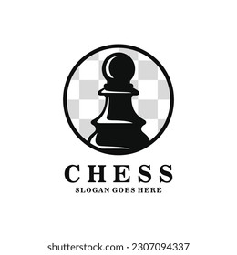 Pawn chess logo design vector illustration
