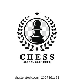 Pawn chess logo design vector illustration