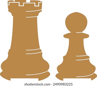 pawn chess piece Eps - Black Rook chess piece Eps, pawn chess and Black Rook silhouette, clipart - Chess pieces Eps Instant Digital Download