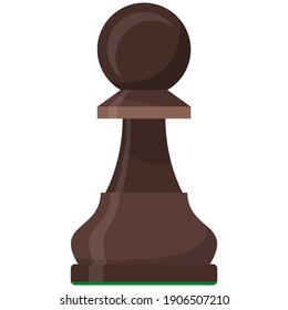 Pawn chess piece flat vector icon. Strategic intellectual game figure chessman for playing isolated on white background