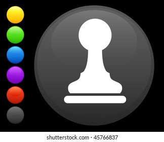 pawn chess piece icon on round internet button original vector illustration 6 color versions included