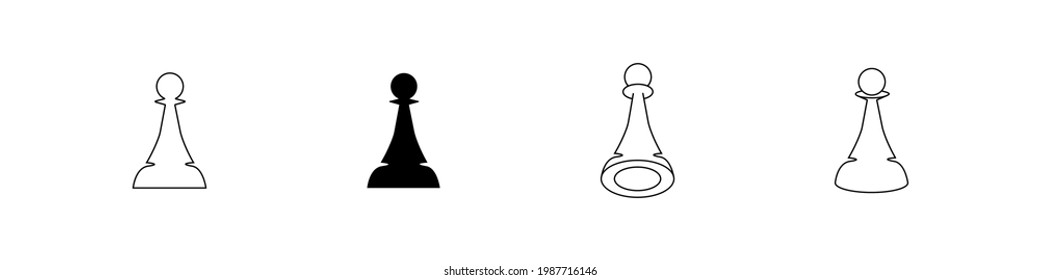 Pawn chess piece icon. Set of illustrations of vector pawn icons. Collection of drawings of a chess piece.