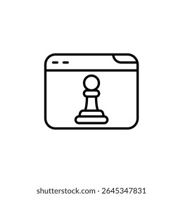 Pawn Chess Piece Inside Web Page Interface Minimalist Line Icon