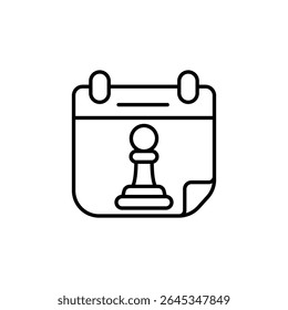 Pawn Chess Piece On Calendar Page Outline Style Minimalist Design