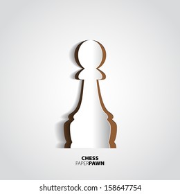 Pawn chess piece from paper - vector illustration