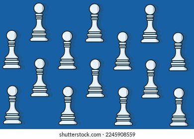 Pawn Chess Seamless Pattern design. Chess Pawn pieces vector illustration. Sport board game object icon concept. Pawn Chess pattern background. Intellectual leisure activity symbol icon.