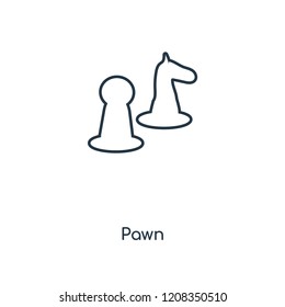 Pawn concept line icon. Linear Pawn concept outline symbol design. This simple element illustration can be used for web and mobile UI/UX.
