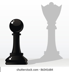 The pawn creates a shade in the form of the queen