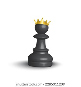 pawn crown for concept design. Chess pawn in the crown. Vector illustration.